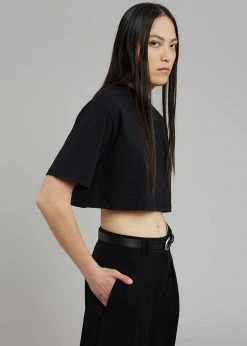 The Frankie Shop CLOTHING Karina Cropped T-Shirt - Black