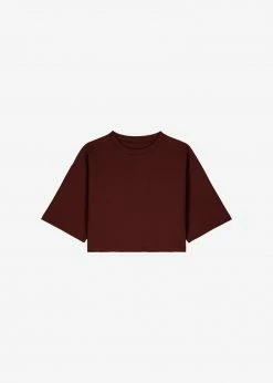The Frankie Shop Karina Cropped T-Shirt - Bordeaux CLOTHING