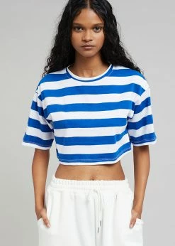 The Frankie Shop CLOTHING Karina Cropped T-Shirt - Cobalt/White