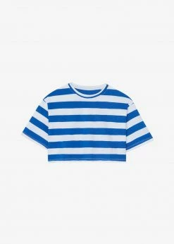 The Frankie Shop CLOTHING Karina Cropped T-Shirt - Cobalt/White