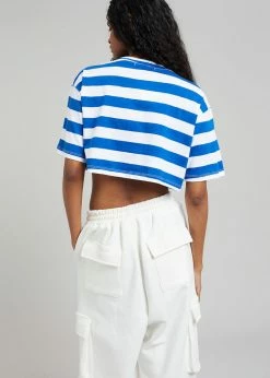 The Frankie Shop CLOTHING Karina Cropped T-Shirt - Cobalt/White