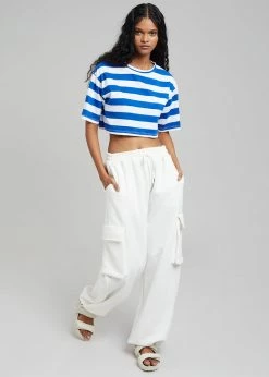 The Frankie Shop CLOTHING Karina Cropped T-Shirt - Cobalt/White