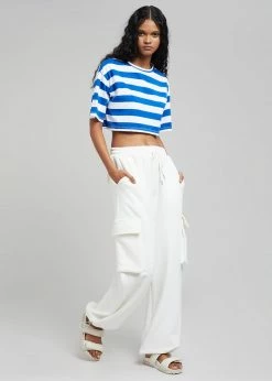 The Frankie Shop CLOTHING Karina Cropped T-Shirt - Cobalt/White