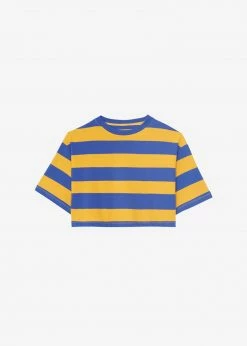 The Frankie Shop CLOTHING Karina Cropped T-Shirt - Deep Blue/Mustard