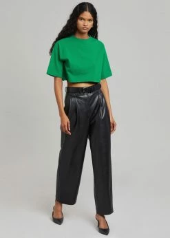 The Frankie Shop Karina Cropped T-Shirt - Green