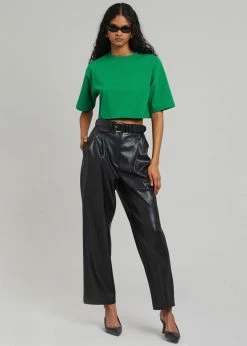The Frankie Shop Karina Cropped T-Shirt - Green