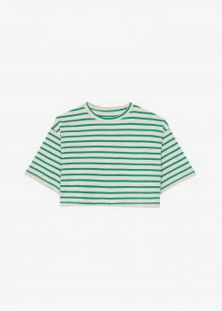 The Frankie Shop Karina Cropped T-Shirt - Green/Beige