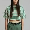 The Frankie Shop Karina Cropped T-Shirt - Green/Beige