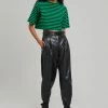 The Frankie Shop CLOTHING Karina Cropped T-Shirt - Kelly Green/Navy