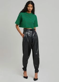 The Frankie Shop CLOTHING Karina Cropped T-Shirt - Kelly Green/Navy