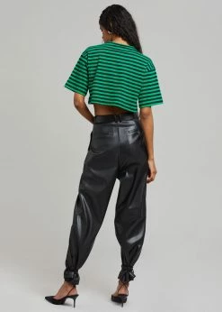The Frankie Shop CLOTHING Karina Cropped T-Shirt - Kelly Green/Navy