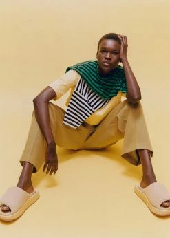 The Frankie Shop CLOTHING Karina Cropped T-Shirt - Kelly Green/Navy