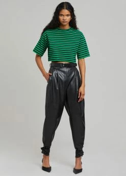 The Frankie Shop CLOTHING Karina Cropped T-Shirt - Kelly Green/Navy