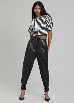 The Frankie Shop CLOTHING Karina Cropped T-Shirt - Navy/Off White