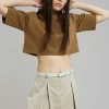 The Frankie Shop Karina Cropped T-Shirt - Olive