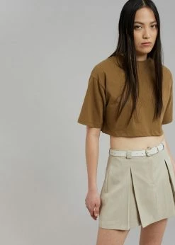 The Frankie Shop Karina Cropped T-Shirt - Olive
