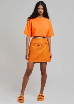 The Frankie Shop Karina Cropped T-Shirt - Orange CLOTHING