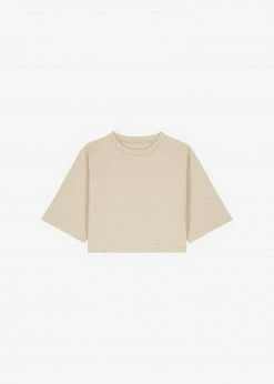 The Frankie Shop Karina Cropped T-Shirt - Sand CLOTHING