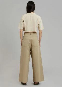 The Frankie Shop Karina Cropped T-Shirt - Sand CLOTHING