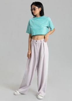 The Frankie Shop CLOTHING Karina Cropped T-Shirt - Sea Green/Lilac