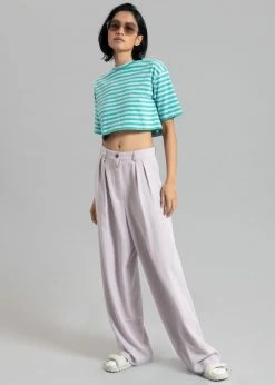 The Frankie Shop CLOTHING Karina Cropped T-Shirt - Sea Green/Lilac