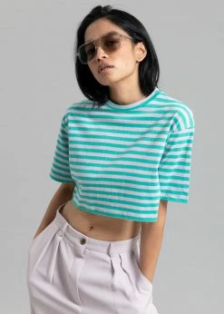 The Frankie Shop CLOTHING Karina Cropped T-Shirt - Sea Green/Lilac