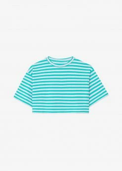 The Frankie Shop CLOTHING Karina Cropped T-Shirt - Sea Green/Lilac