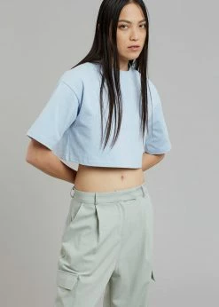 The Frankie Shop Karina Cropped T-Shirt - Sky