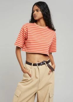 The Frankie Shop Karina Cropped T-Shirt - Tangerine/Camel CLOTHING