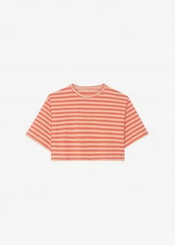 The Frankie Shop Karina Cropped T-Shirt - Tangerine/Camel CLOTHING