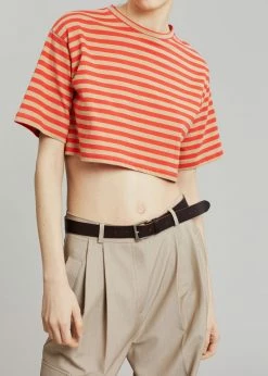 The Frankie Shop Karina Cropped T-Shirt - Tangerine/Camel CLOTHING