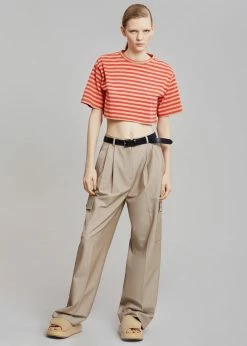 The Frankie Shop Karina Cropped T-Shirt - Tangerine/Camel CLOTHING