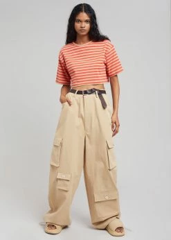 The Frankie Shop Karina Cropped T-Shirt - Tangerine/Camel CLOTHING