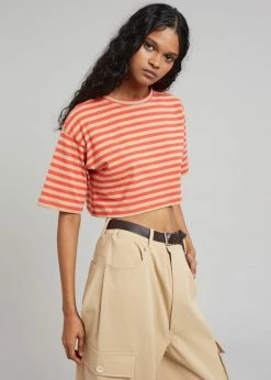 The Frankie Shop Karina Cropped T-Shirt - Tangerine/Camel CLOTHING
