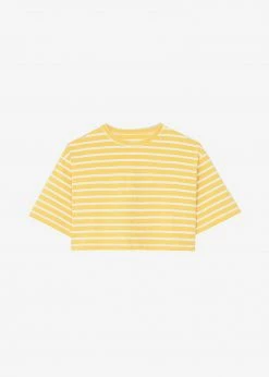 The Frankie Shop Karina Cropped T-Shirt - Yellow Gold/Off White