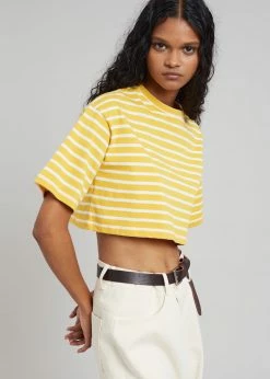 The Frankie Shop Karina Cropped T-Shirt - Yellow Gold/Off White