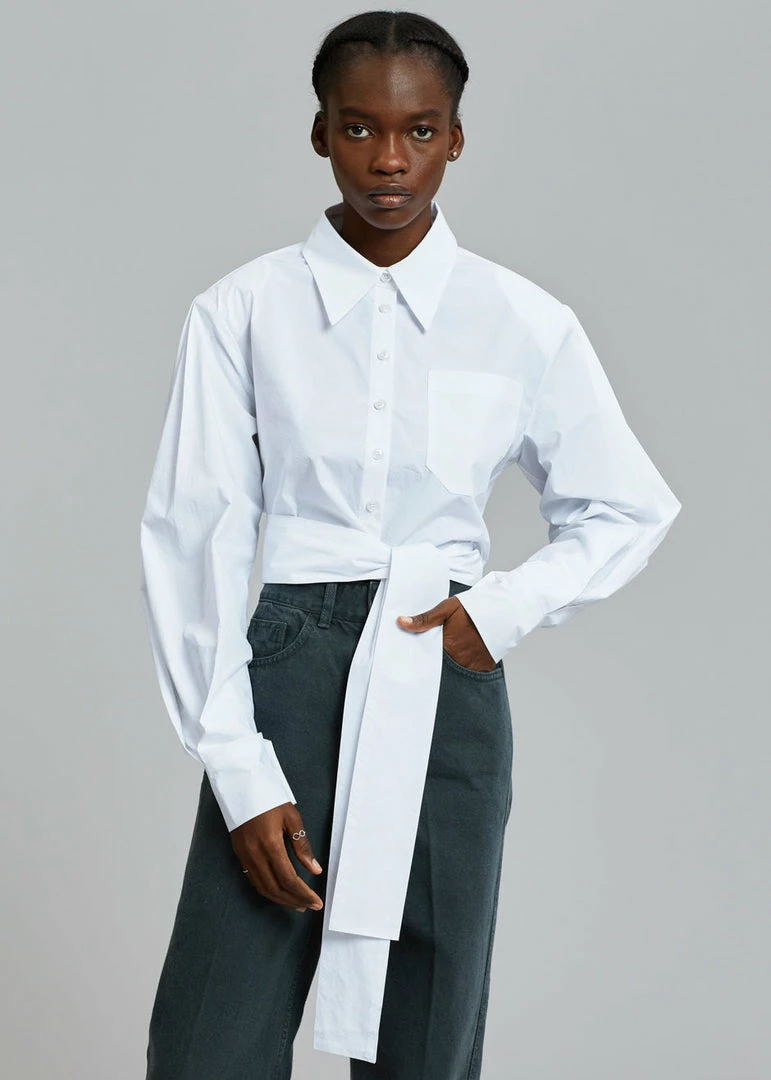Buy π The Frankie Shop Kepa Padded Cropped π Shirt - White π 4 The Frankie Shop Kepa Padded Cropped Shirt - White
