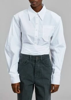 Buy π The Frankie Shop Kepa Padded Cropped π Shirt - White π 17 The Frankie Shop Kepa Padded Cropped Shirt - White