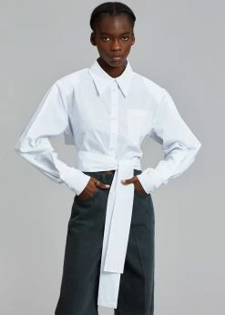 The Frankie Shop Kepa Padded Cropped Shirt - White