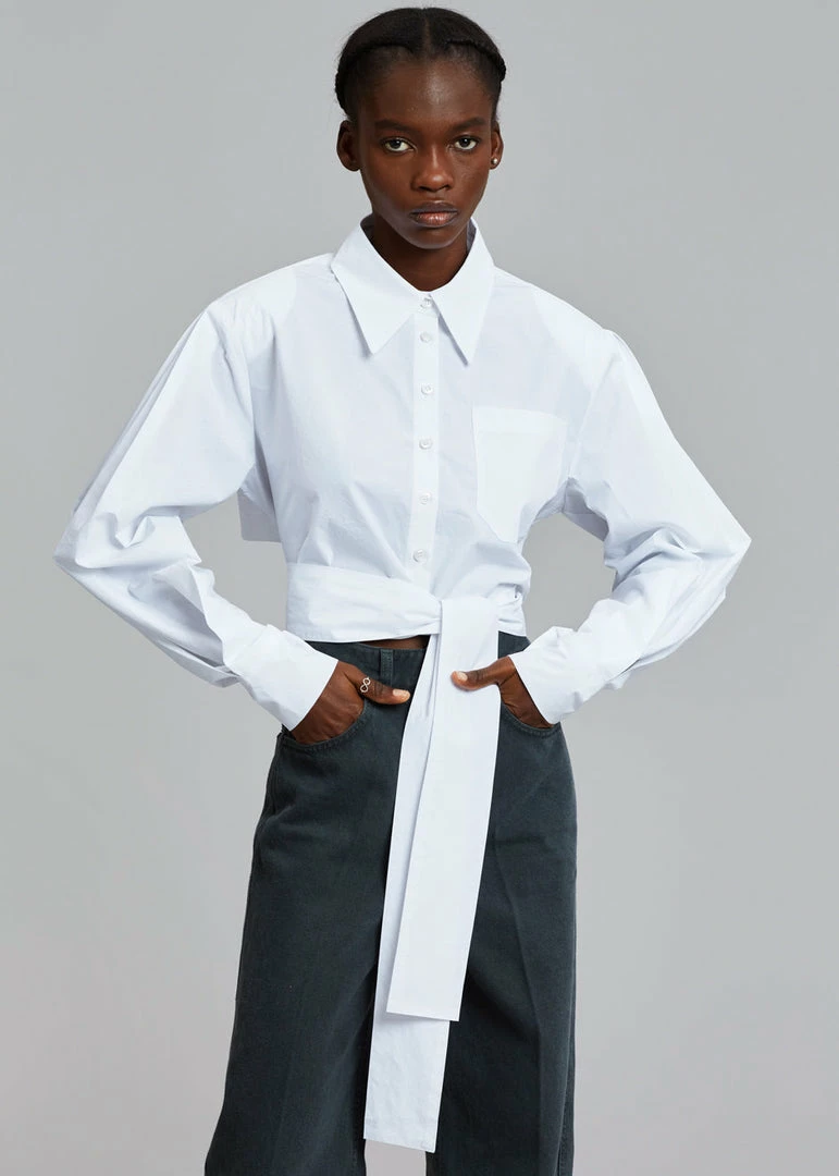 Buy π The Frankie Shop Kepa Padded Cropped π Shirt - White π 1 The Frankie Shop Kepa Padded Cropped Shirt - White