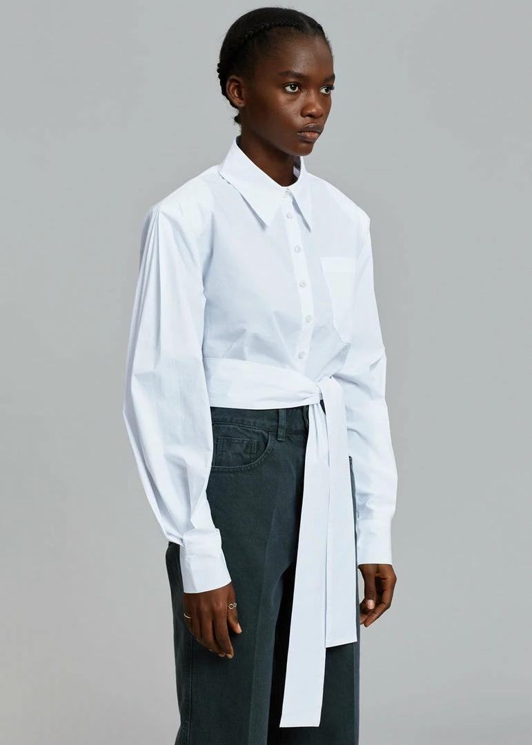 Buy π The Frankie Shop Kepa Padded Cropped π Shirt - White π 6 The Frankie Shop Kepa Padded Cropped Shirt - White