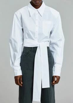 Buy π The Frankie Shop Kepa Padded Cropped π Shirt - White π 13 The Frankie Shop Kepa Padded Cropped Shirt - White