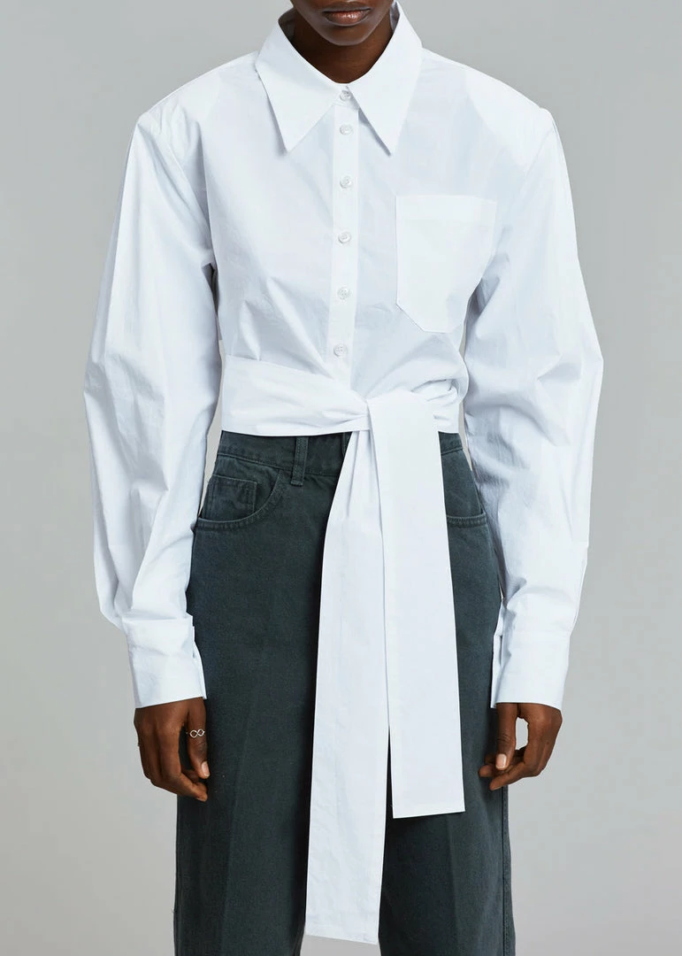 Buy π The Frankie Shop Kepa Padded Cropped π Shirt - White π 3 The Frankie Shop Kepa Padded Cropped Shirt - White
