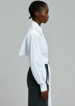 Buy π The Frankie Shop Kepa Padded Cropped π Shirt - White π 19 The Frankie Shop Kepa Padded Cropped Shirt - White