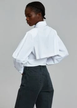 The Frankie Shop Kepa Padded Cropped Shirt - White