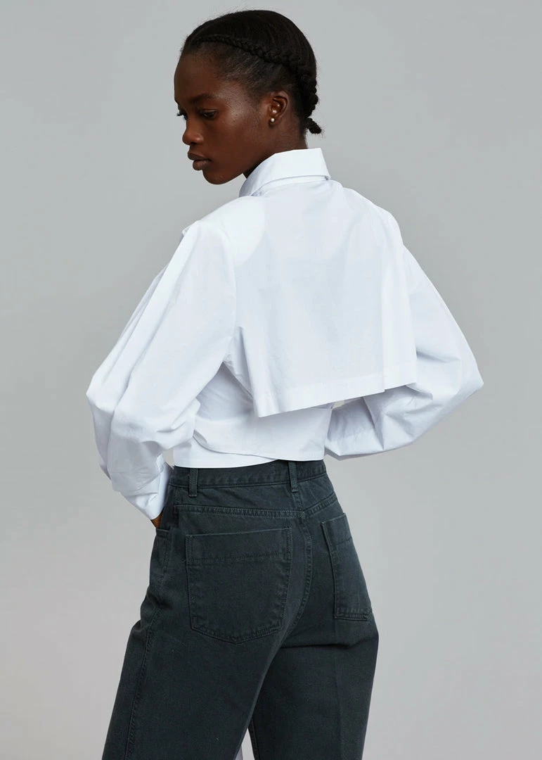 Buy π The Frankie Shop Kepa Padded Cropped π Shirt - White π 2 The Frankie Shop Kepa Padded Cropped Shirt - White