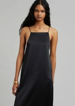 The Frankie Shop Kita Satin Dress - Black CLOTHING
