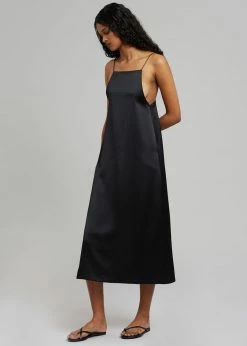 The Frankie Shop Kita Satin Dress - Black CLOTHING