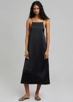 The Frankie Shop Kita Satin Dress - Black CLOTHING