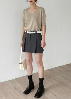 3.another Kitou Mini Skirt - Charcoal CLOTHING